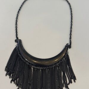 Elegant Black Fringe Necklace